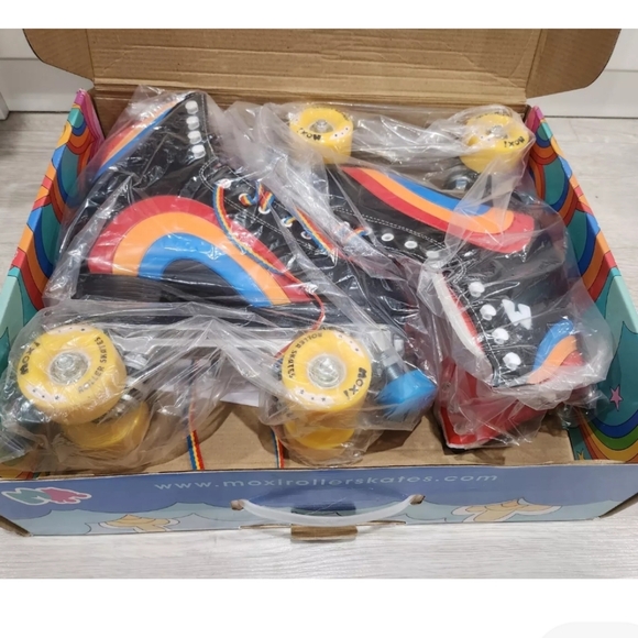 Moxie black rainbow rider sz 8 roller skate bnwot worn once try them out derby - Picture 2 of 10